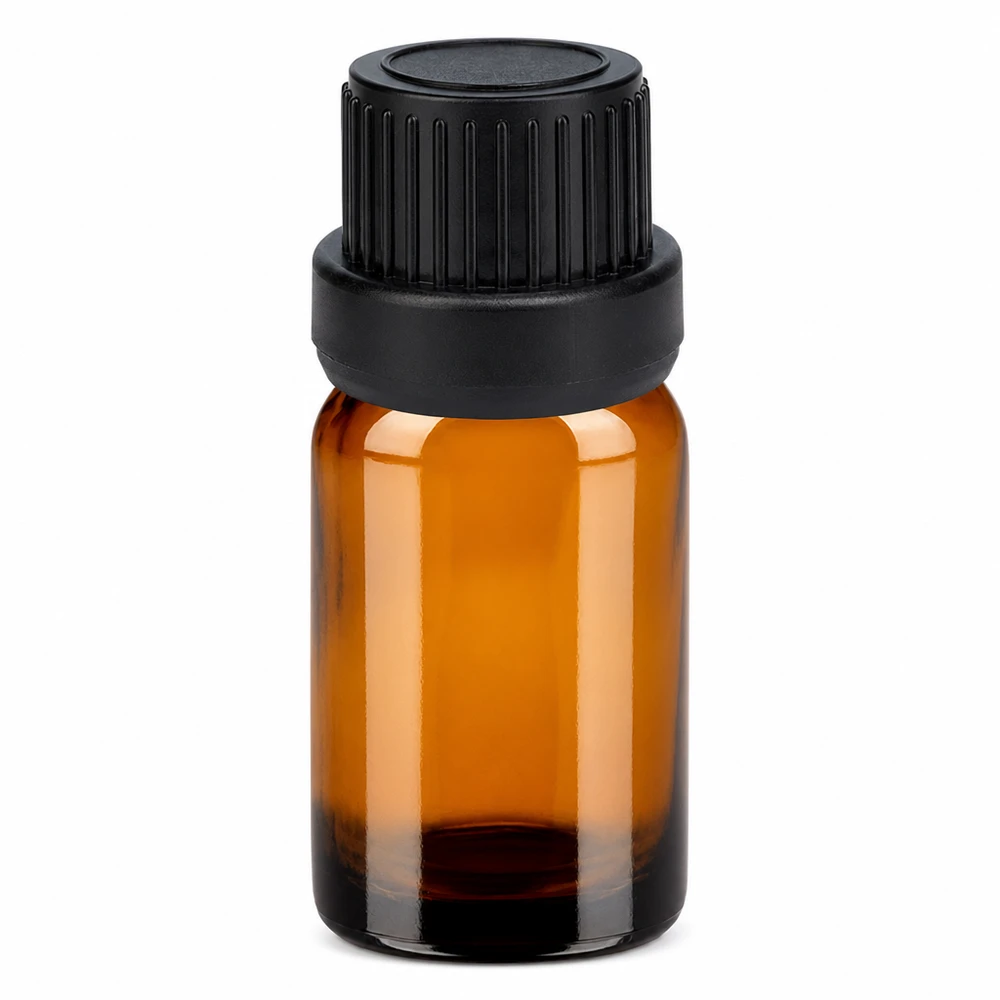 Bottiglia da 5ml 11mm SV nero OV BrownLine UT18/5 Flacone in vetro ambrato da 5 ml con tappo a vite nero per oli essenziali e cosmetici
