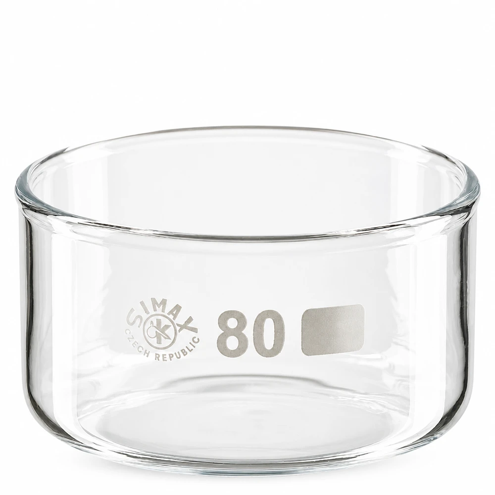 Piatto per cristallizzazione da 150 ml senza beccuccio Bo. ø80mm Ciotola per cristallizzazione da 150 ml in vetro borosilicato trasparente senza beccuccio, diametro 80 mm, di SIMAX