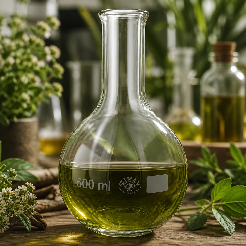 Fiaschetta da 500 ml a forma di bulbo con beccuccio stretto per una decantazione controllata