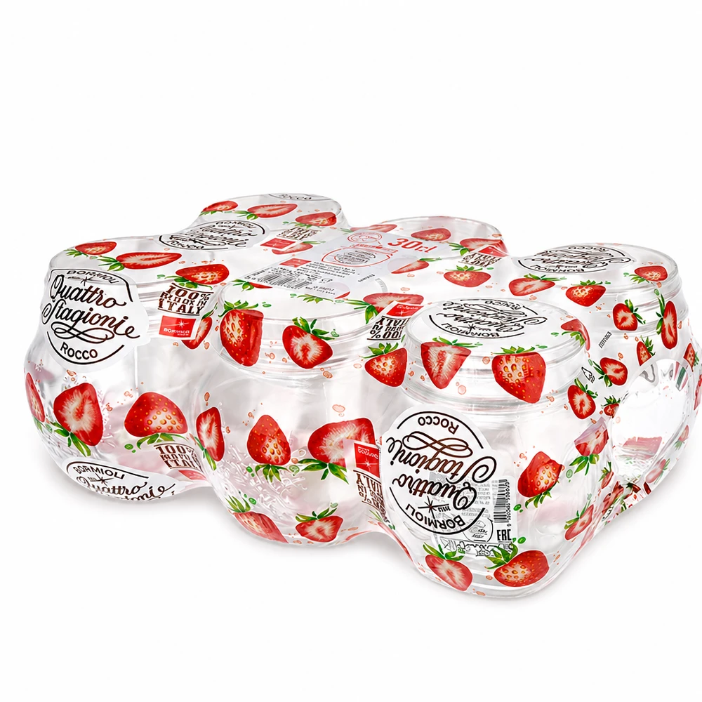 Bicchiere da 300ml "Quattro Stagioni" Quattro Stagioni barattoli per la casa 300ml con motivo di fragole Set di 6 barattoli per la conservazione e la cucina