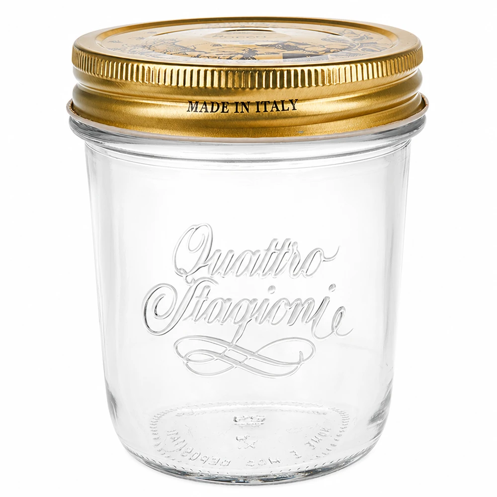 Vasetto Quattro Stagioni da 320 ml con coperchio dorato Made in Italy Vasetto per marmellate e conserve
