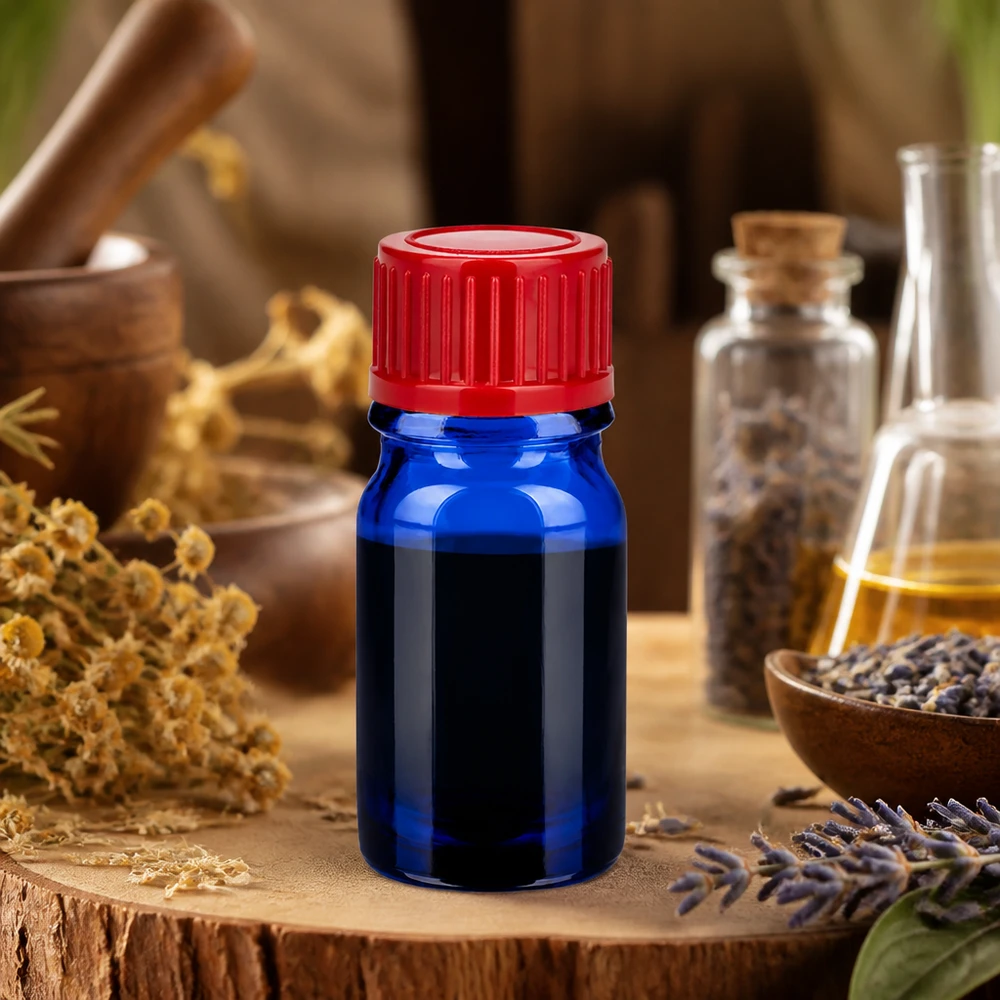 Flacone da 5ml 11mm SV rosso STD BlueLine UT18/5 Flacone di conservazione blu da 5 ml con tappo rosso a prova di bambino per tinture ed estratti