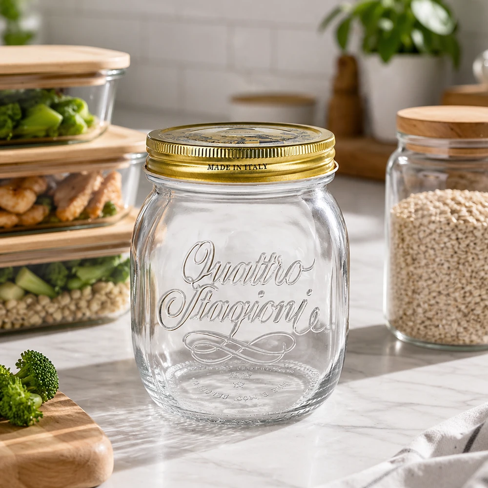 Quattro Stagioni 700ml barattolo rotondo vuoto in cucina moderna con contenitori per la preparazione dei pasti e barattoli per la conservazione Organizzazione della cucina