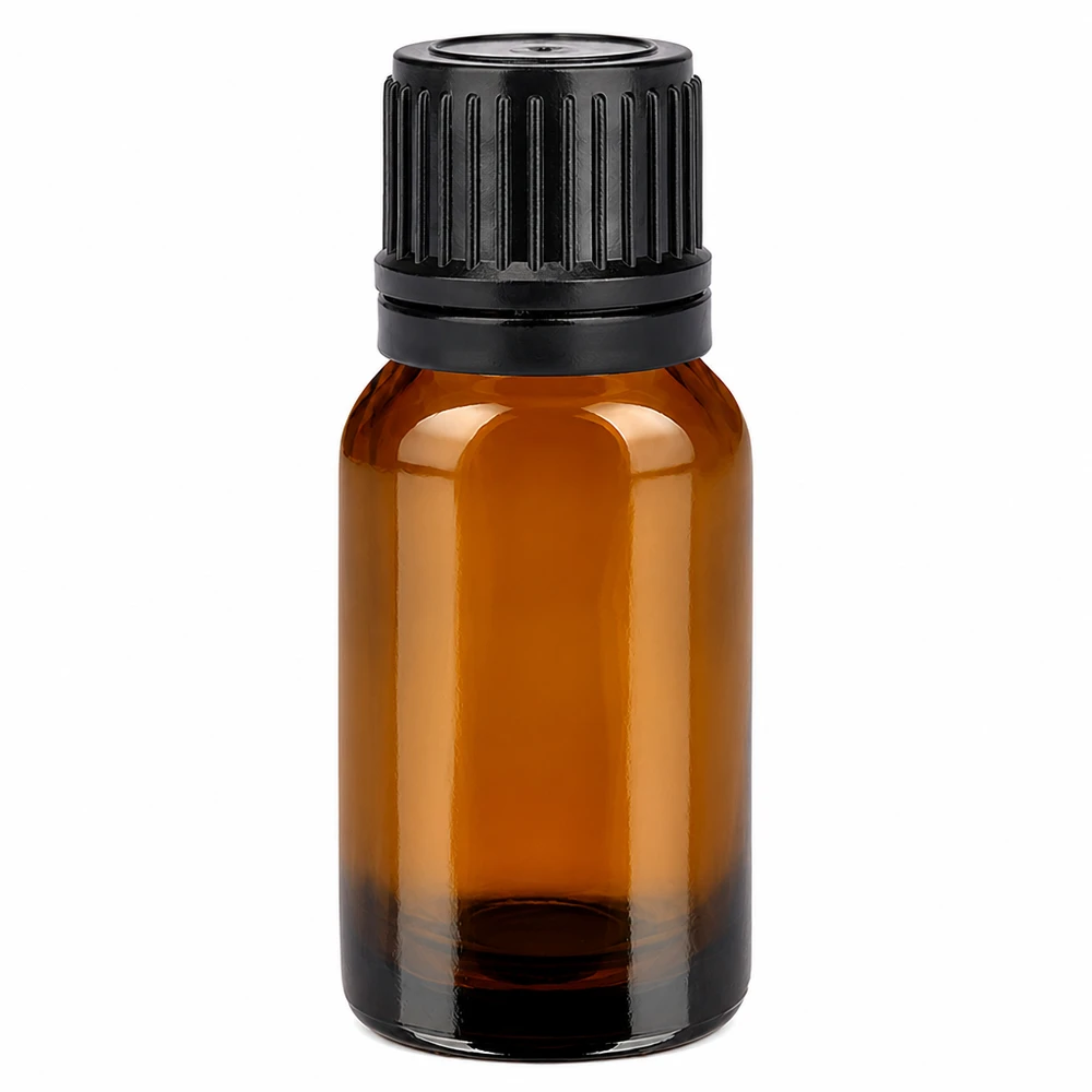Bottiglia da 10ml 11mm SV nero OV BrownLine UT18/10 Flacone in vetro marrone da 10 ml con tappo a vite nero per oli essenziali e cosmetici