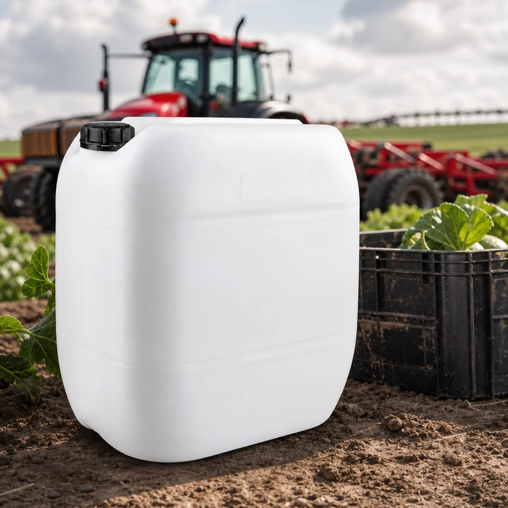 Tanica 30 litri con tappo a vite OV Robusto contenitore da 30 litri con tappo a vite utilizzato in ambito agricolo nei campi