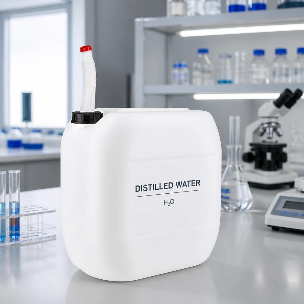 Tanica da 30 litri con tubo di uscita flessibile Tanica da 30 litri con tubo di scarico flessibile per acqua distillata, per uso di laboratorio