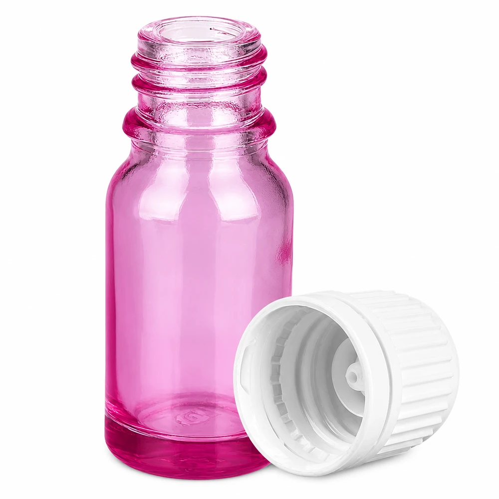 Bottiglia da 10ml tappo a vite 11mm bianco Originalità tappo a vite PurpleLine UT18/10 Mini flacone in vetro da 10 ml con protezione UV grazie alla tinta viola e al tappo bianco stretto