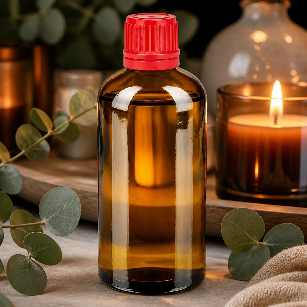 Bottiglia da 100ml 11mm SV rosso OV BrownLine UT18/100 Bottiglia di vetro premium marrone da 100 ml con tappo di sicurezza - qualità testata in laboratorio