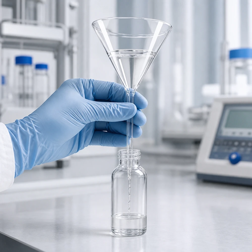 Imbuto Ø 85mm in borosilicato angolo 60 corto Imbuto da laboratorio di precisione in vetro borosilicato di alta qualità con apertura di 85 mm per applicazioni professionali