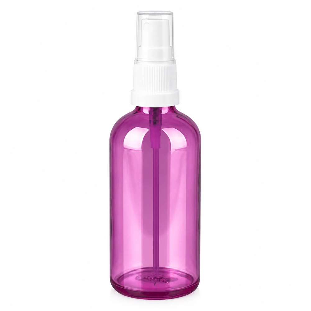 Flacone spray da 100 ml bianco/trasparente Standard PurpleLine UT18/100 Flacone spray piccolo da 100 ml di colore viola con preciso spruzzatore a pompa bianco