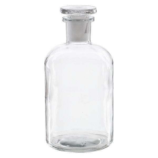 Bottiglia a spalla tonda 500ml trasparente a collo stretto in vetro con tappo Bottiglia a spalla tonda 500ml trasparente a collo stretto in vetro con tappo