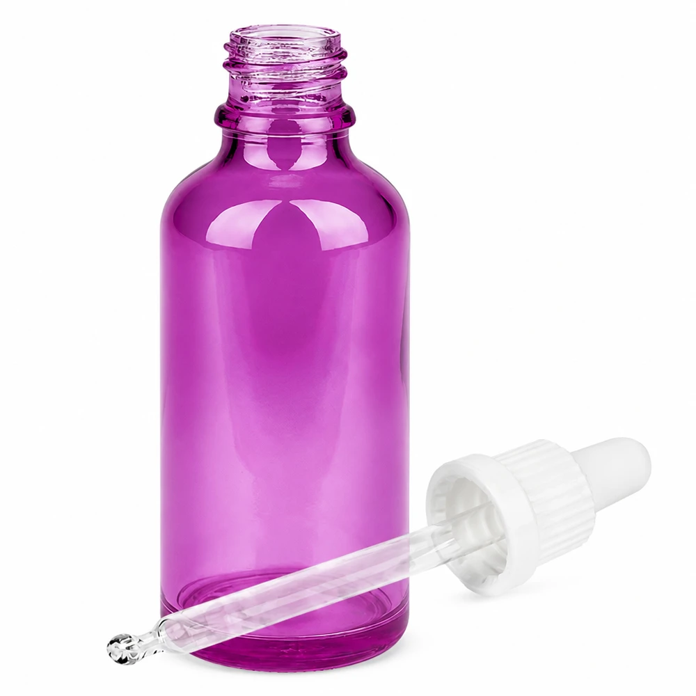 Bottiglia da 50ml con tappo a vite bianco Originality PurpleLine UT18/50 Flacone a pipetta compatto da 50 ml viola - soluzione salvaspazio per i prodotti di bellezza