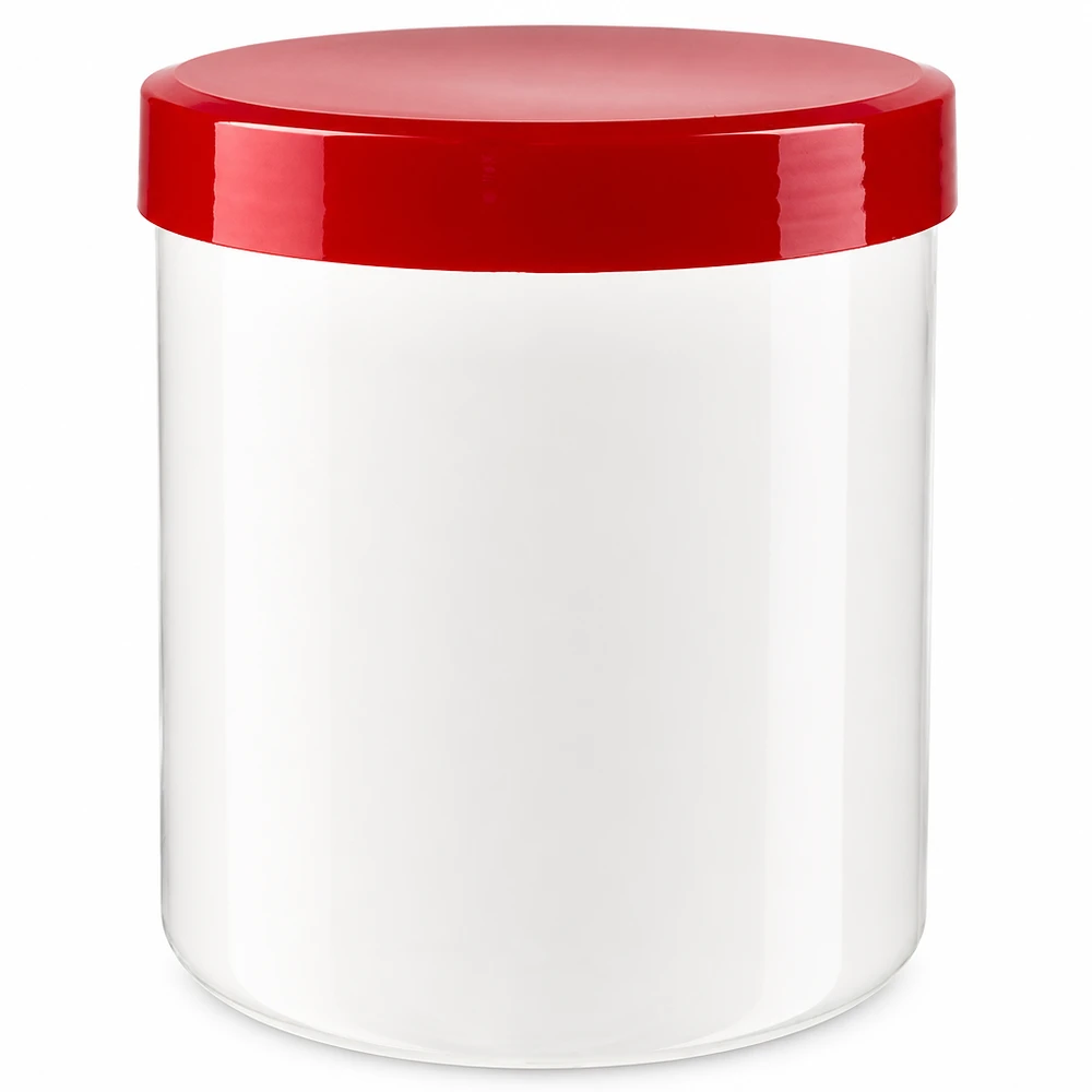 Vasetto per unguenti 10g bianco con tappo a vite rosso (PP) Barattolo bianco vuoto da 10 g con coperchio a vite rosso in PP per pomate farmaceutiche