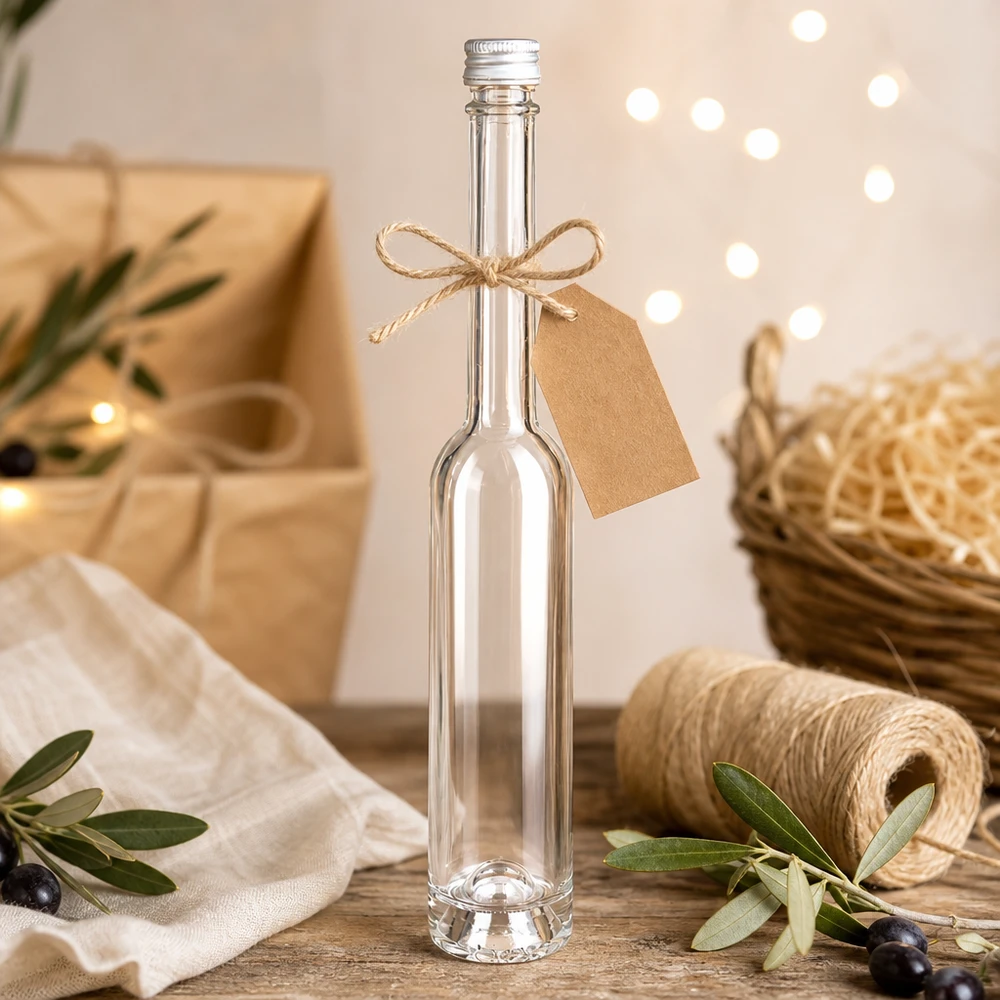 Bottiglia in vetro da 100 ml Toni senza tappo a vite UNiTWIST® Bottiglia in vetro Toni da 100 ml con tappo argentato - ideale per regali e liquori fatti in casa