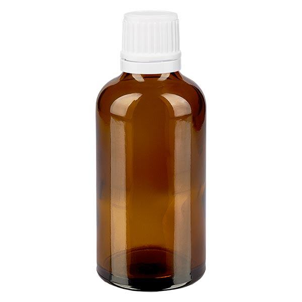 Flacone contagocce marrone da 50ml OV bianco/0,7mm ApoGlas