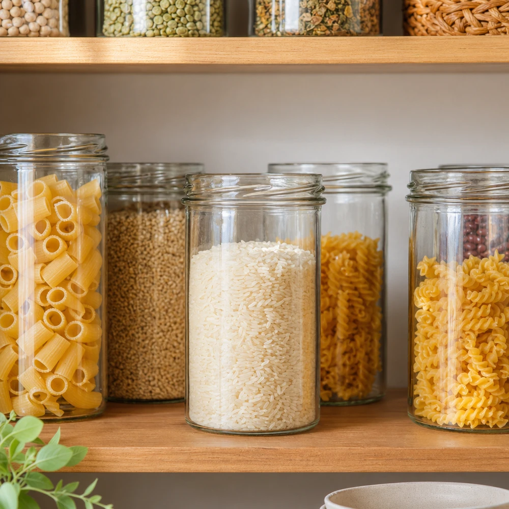 UNiTWIST Sturz435 - Bicchieri capacità 435ml TO82 UNiTWIST Sturz435 vasetti 435ml TO82 per la conservazione organizzata di pasta, riso e cereali in dispensa