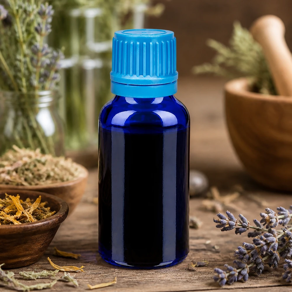 Bottiglia da 20ml 11mm SV blu OV BlueLine UT18/20 Flacone professionale BlueLine da 20 ml con tappo originale turchese per cosmetici naturali ed estratti vegetali