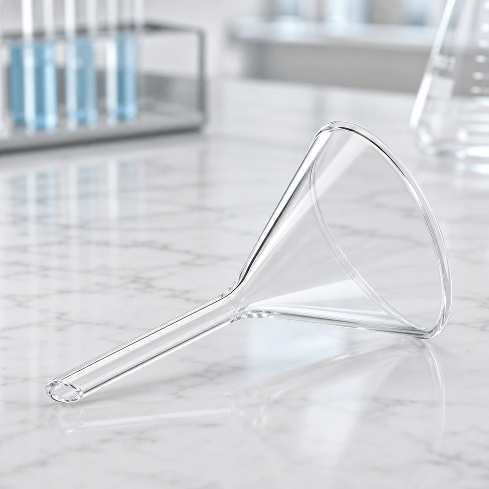 Imbuto in vetro di precisione con diametro di 55 mm in vetro soda-calcico di alta qualità per applicazioni di laboratorio