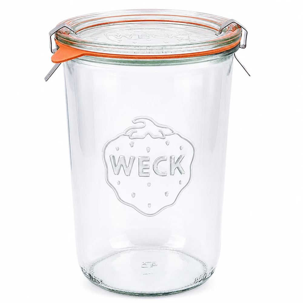 WECK RR100 tumbler 850ml con coperchio in vetro anello in gomma e fascette per la conservazione e lo stoccaggio