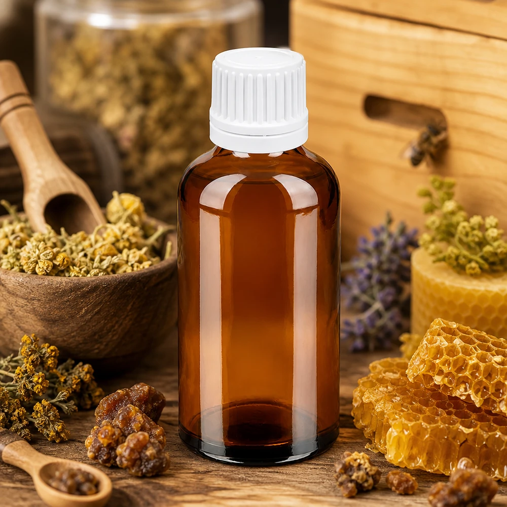 Flacone contagocce da 50 ml 0,7 mm bianco OV BrownLine UT18/50 Flacone in vetro ambrato da 50 ml, protetto dalla luce, con tappo contagocce, per cosmetici fai da te e prodotti naturali