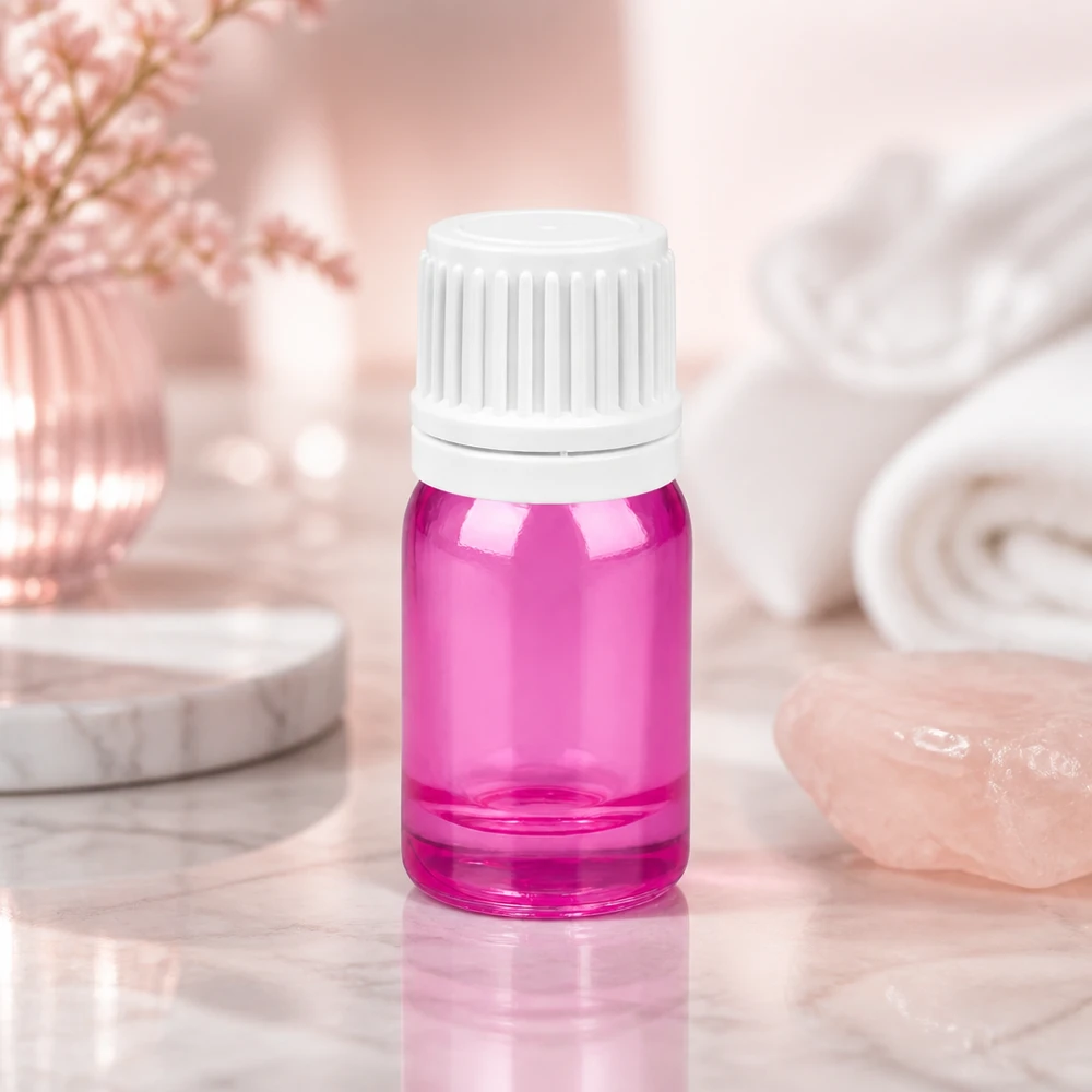 Bottiglia da 5ml tappo a vite 11mm bianco Originality tappo a vite PurpleLine UT18/5 Flacone in vetro trasparente viola da 5 ml con tappo scanalato per una maggiore maneggevolezza.