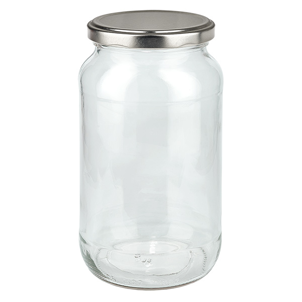 Barattolo rotondo da 1062 ml con coperchio BasicSeal argento UN..