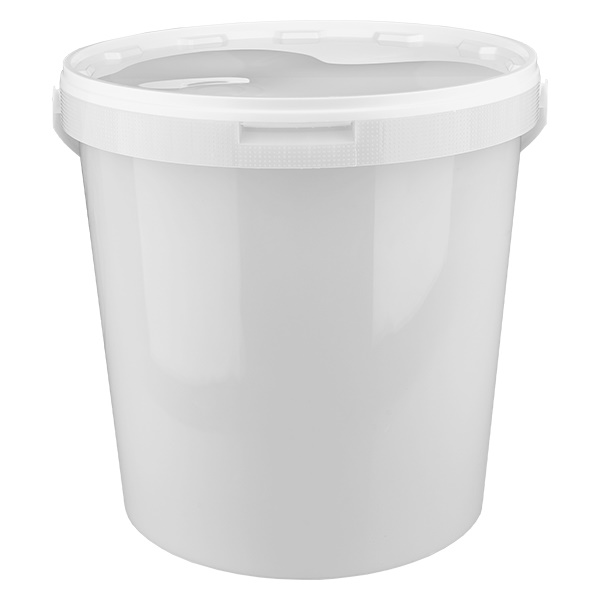 Secchio in plastica PP bianco da 10,7L con coperchio