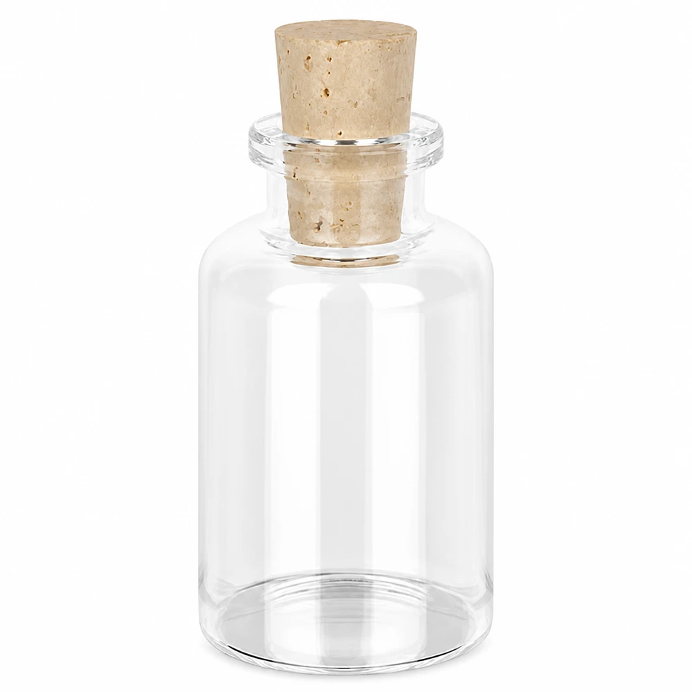 Bottiglia in vetro trasparente da 30 ml con tappo in sughero da 11/14 mm Apothekerflasche Klarglas 30ml mit Naturkorkverschluss 14mm für Öle Salze und Dekorationen