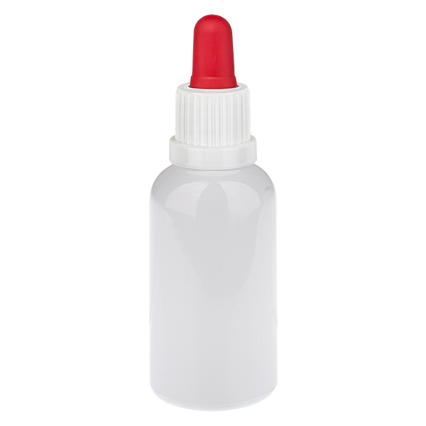 Flacone con pipetta da 30 ml bianco/rosso con tappo di sicurezza WhiteLine UT18/30