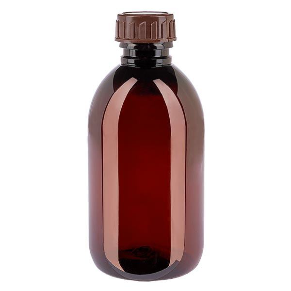 Bottiglia PET 250ml con tappo standard marrone Bottiglia PET 250ml con tappo standard marrone