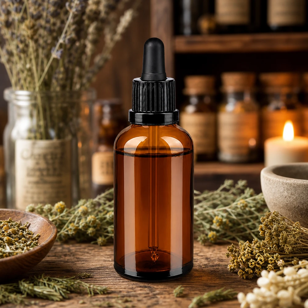 Flacone per pipette da 50 ml nero OV BrownLine UT18/50 Flacone in vetro ambrato da 50 ml con contagocce OV BrownLine UT18/50 per cosmetica e naturopatia