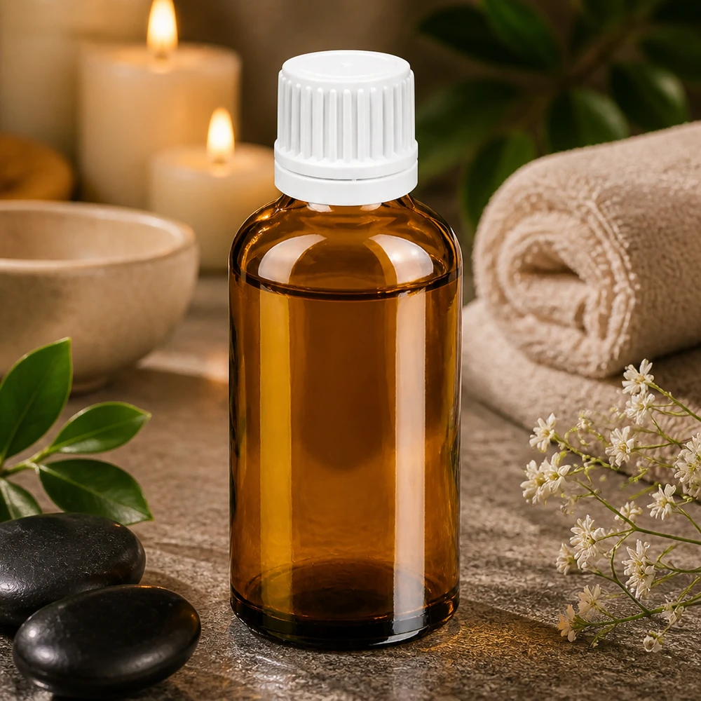 Flacone contagocce da 50 ml 0,7 mm bianco OV BrownLine UT18/50 Flacone in vetro a protezione della luce 50ml marrone con sistema di gocciolamento preciso per ingredienti sensibili