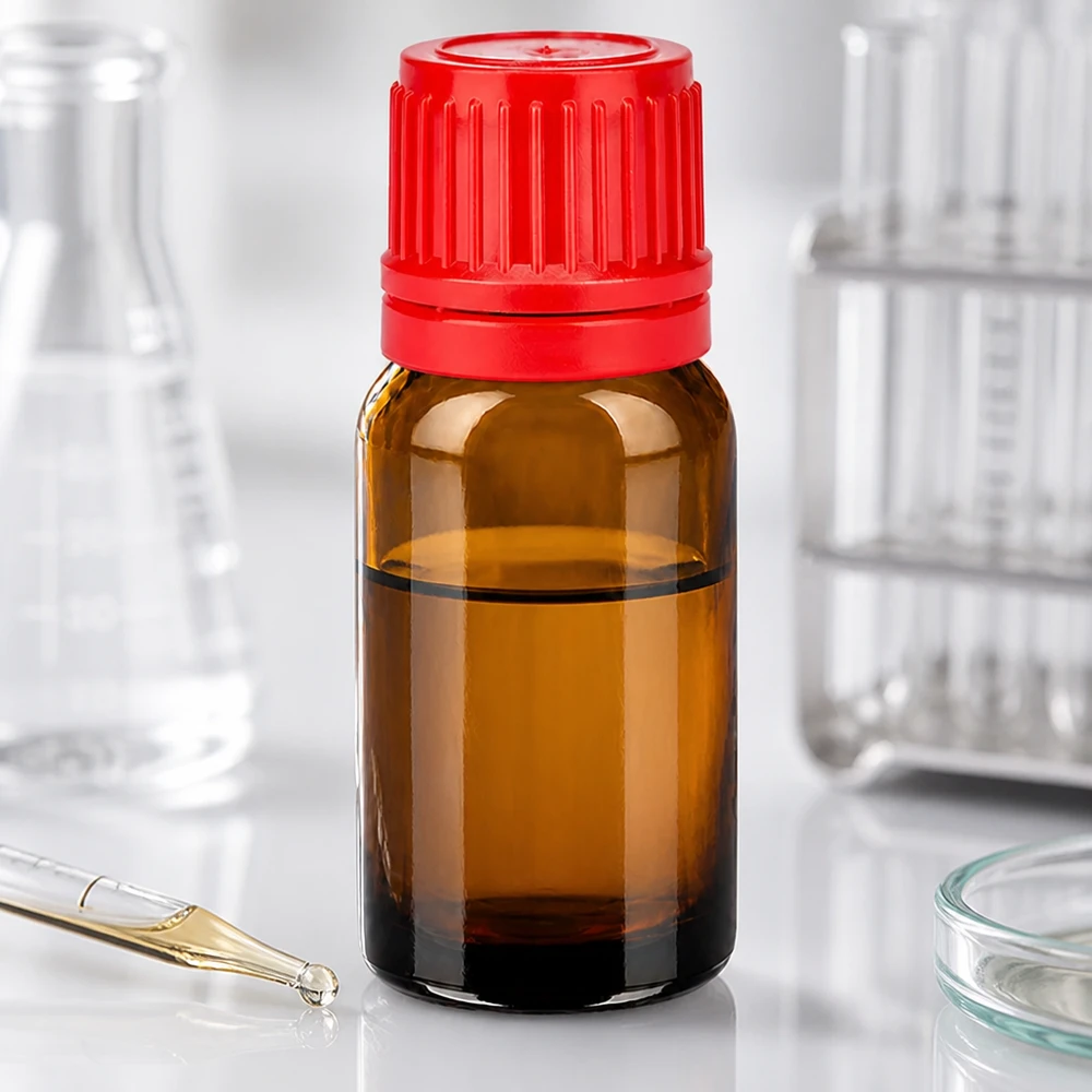 Bottiglia da 10ml 11mm SV rosso OV BrownLine UT18/10 Flacone in vetro ambrato di alta qualità da 10 ml con tappo rosso per principi attivi sensibili alla luce