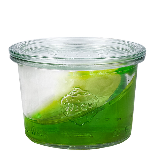 Set di 12 tumbler Weck da 80 ml con 12 coperchi in vetro Set di 12 tumbler Weck da 80 ml con 12 coperchi in vetro