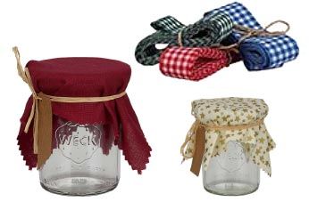 Salviette e strisce in tessuto per decorare i bicchieri