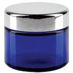 Barattoli in vetro blu con coperchio argentato