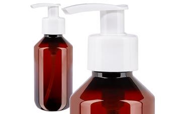 Flaconi medici in PET marrone con pompa dosatrice