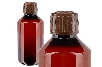 Flaconi medici in PET marrone con tappo marrone