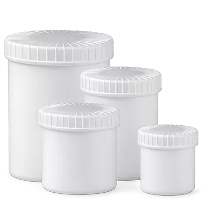 Scatole con coperchio scanalato e chiusura a vite, colore bianco