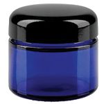 Vasi in vetro blu con coperchio nero