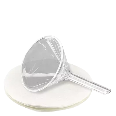 Imbuti di vetro e carta filtrante