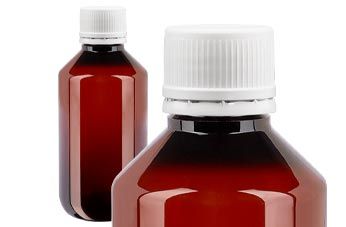 Flaconi medici in PET marrone con tappo bianco