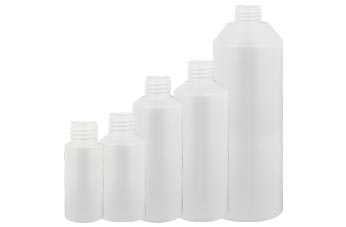 Flaconi cilindrici bianchi senza tappo